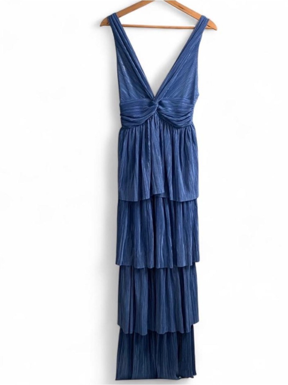 Sabina Musayev Delphina Twist Front Tiered Pleated V-Neck Maxi Dress - Picture 4 of 8